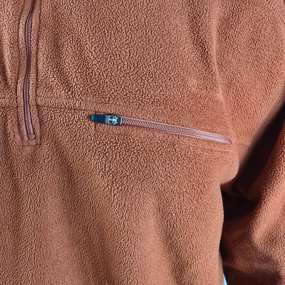 LL Bean Fleece Mens XL Orange Quarter Zip Pullover Outdoors Hiking Gorpcore - Picture 3 of 9